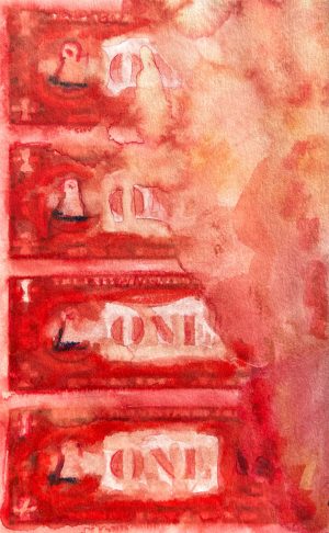 Dollars Red 01 American Watercolor
