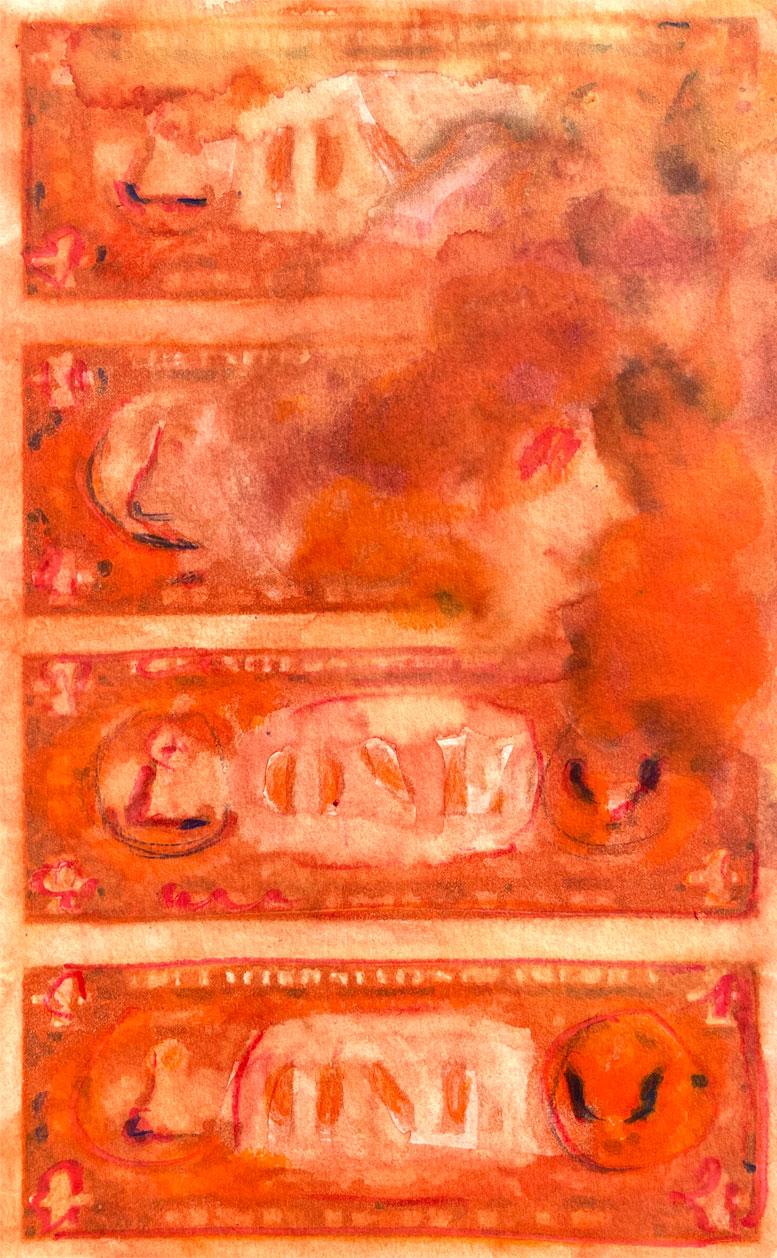 Dollars Orange 01 American Watercolor