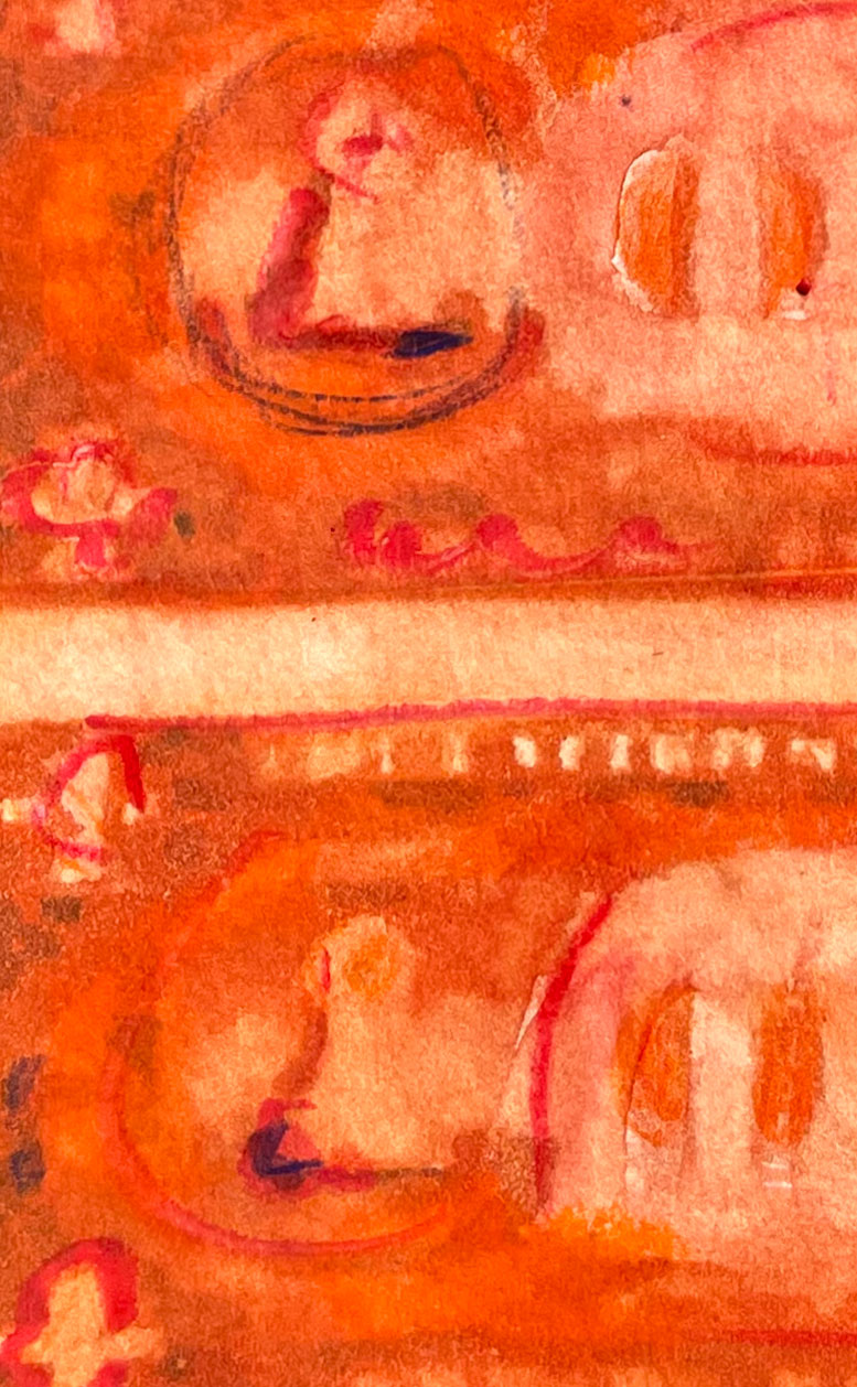 Dollars Orange 01 American Watercolor