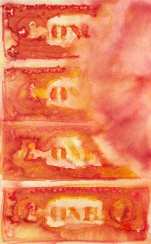 Dollars Orange 02 American Watercolor