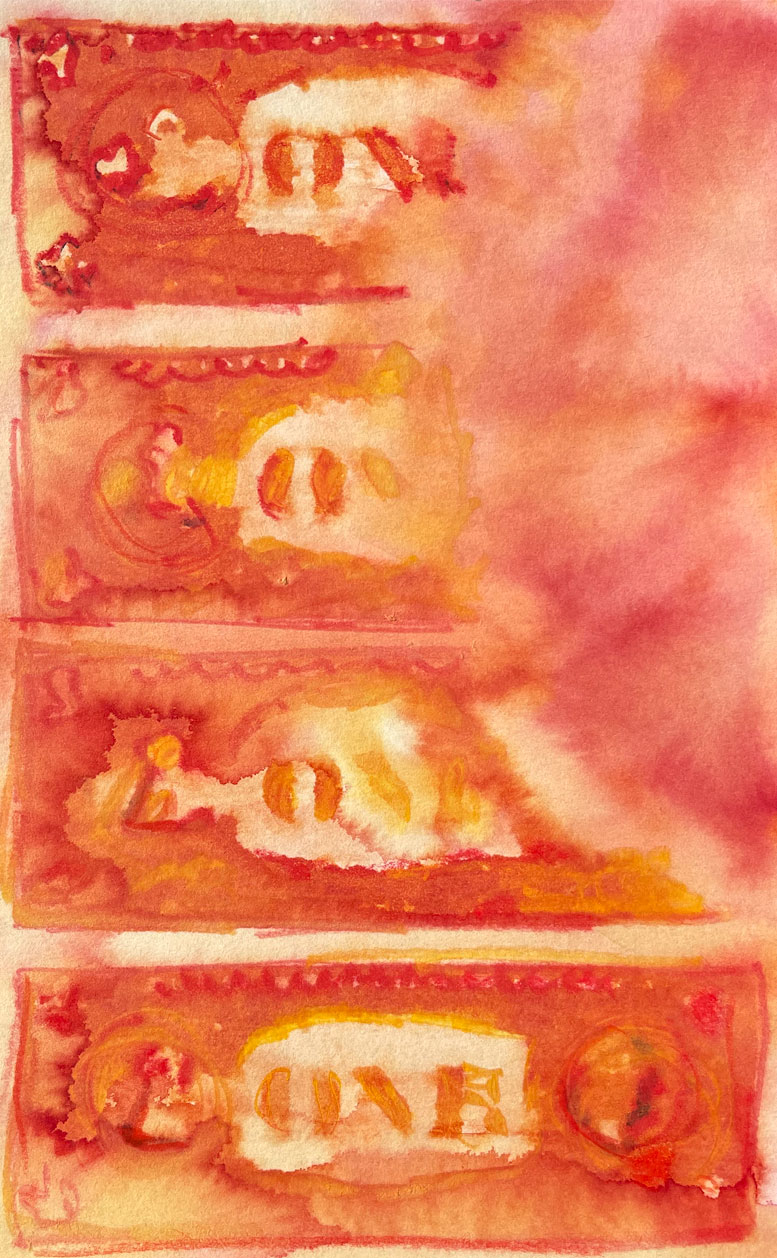 Dollars Orange 02 American Watercolor